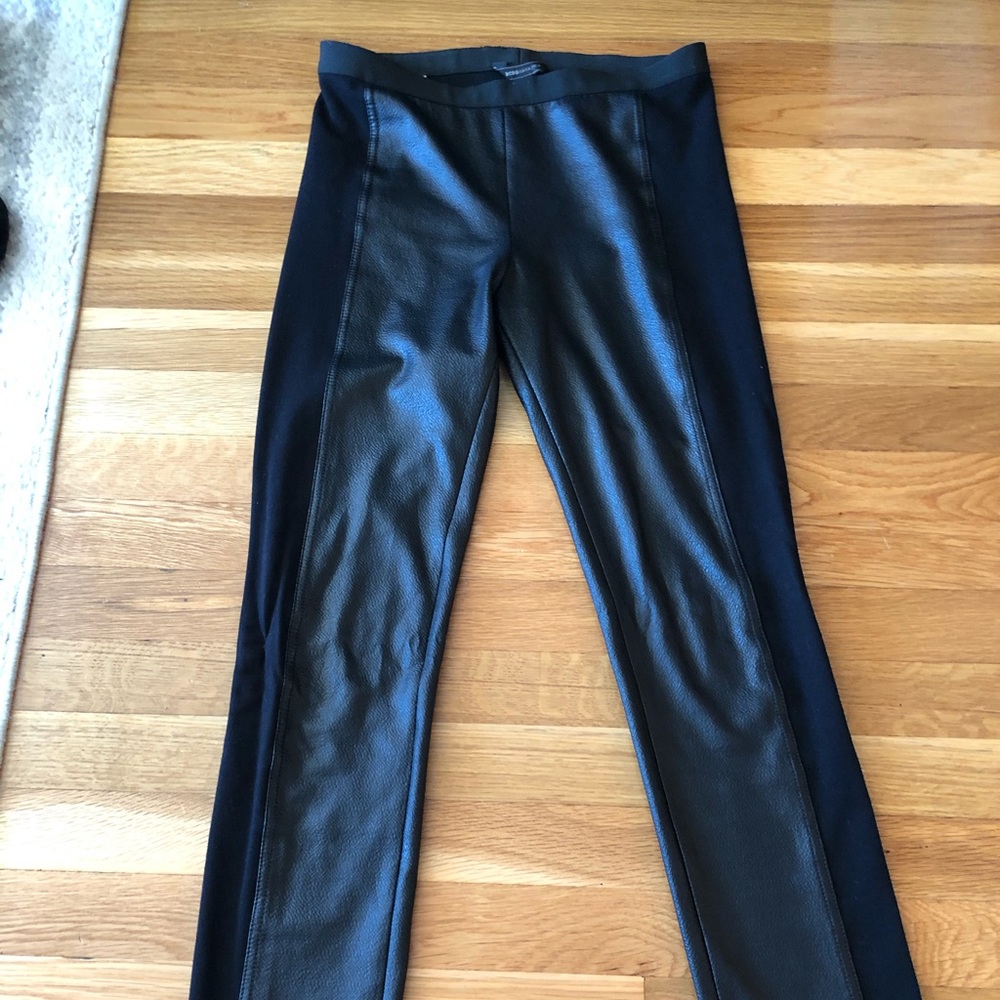 BCBG faux leather leggings with side panel